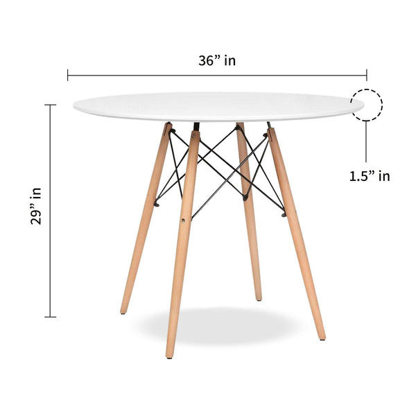 Homeroots 36" White And Natural Solid Wood Dining Table   520871