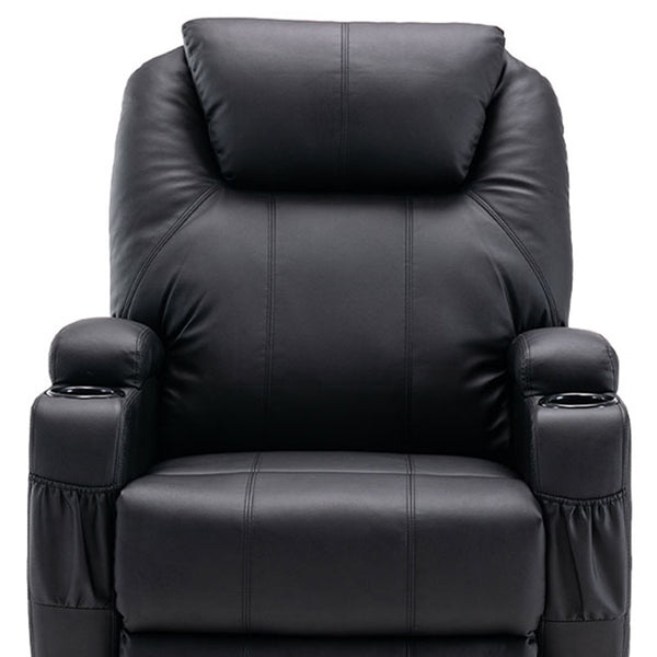 Homeroots 33" Black Power Heated Massage Lift Assist Recliner   520899