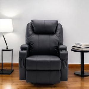 Homeroots 33" Black Power Heated Massage Lift Assist Recliner   520899