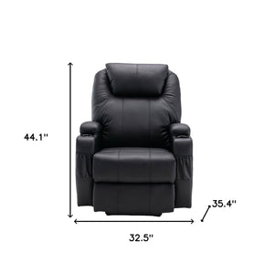 Homeroots 33" Black Power Heated Massage Lift Assist Recliner   520899