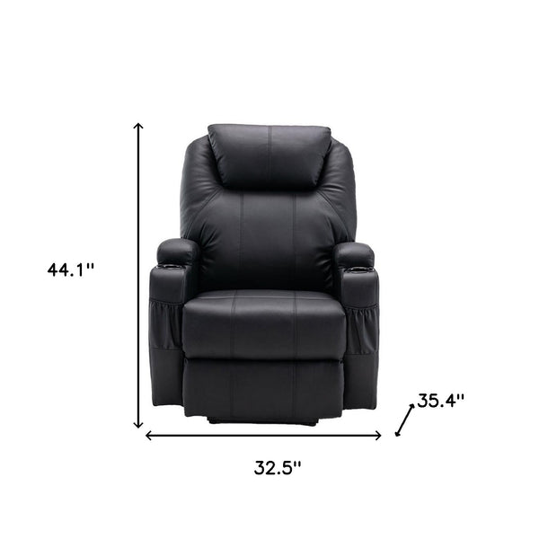 Homeroots 33" Black Power Heated Massage Lift Assist Recliner   520899