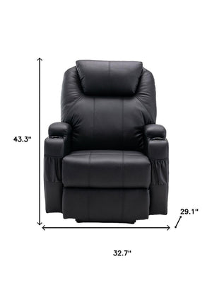 HomeRoots 33" Black Power Recliner with Heated Massage and Lift Assist for Ultimate Comfort and Support 520899
