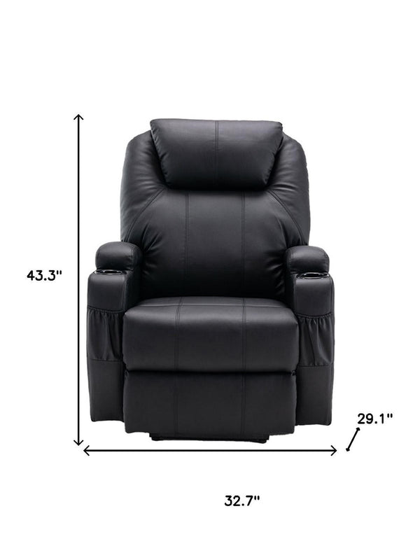 HomeRoots 33" Black Power Recliner with Heated Massage and Lift Assist for Ultimate Comfort and Support 520899