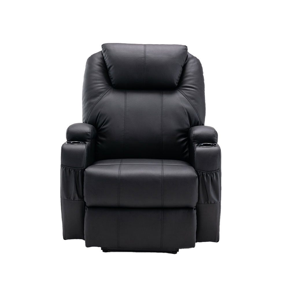 Homeroots 33" Black Power Heated Massage Lift Assist Recliner   520899