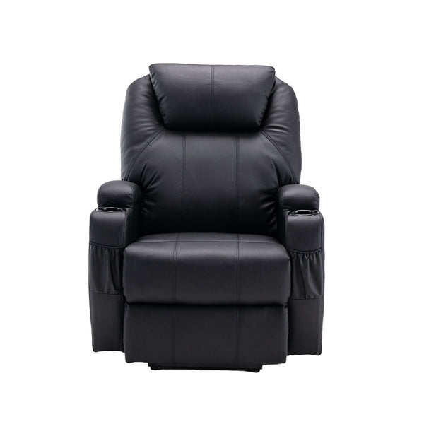 Homeroots 33" Black Power Heated Massage Lift Assist Recliner   520899