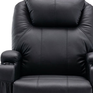 Homeroots 33" Black Power Heated Massage Lift Assist Recliner   520899