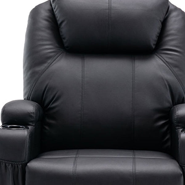 Homeroots 33" Black Power Heated Massage Lift Assist Recliner   520899
