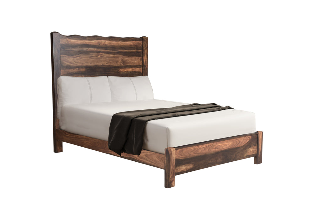 Homeroots Dark Brown Solid Wood Queen Bed Frame  Wood 520901