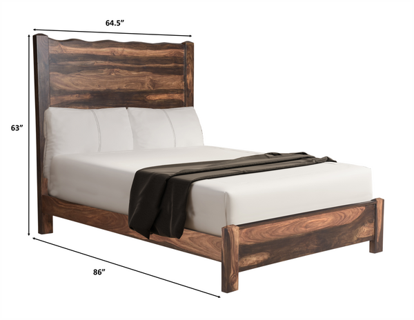 Homeroots Dark Brown Solid Wood Queen Bed Frame  Wood 520901
