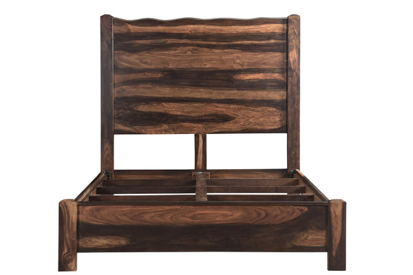 Homeroots Dark Brown Solid Wood Queen Bed Frame  Wood 520901