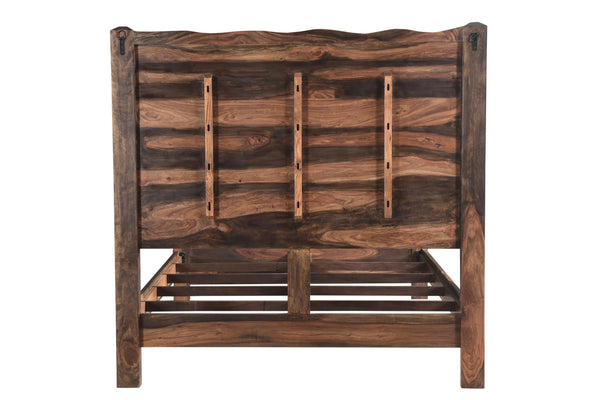 Homeroots Dark Brown Solid Wood Queen Bed Frame  Wood 520901