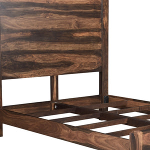 Homeroots Dark Brown Solid Wood Queen Bed Frame  Wood 520901