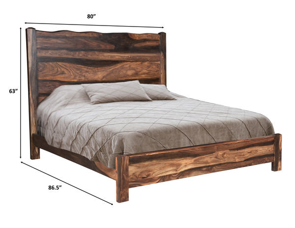 Homeroots Dark Brown Solid Wood King Bed Frame  Wood 520902