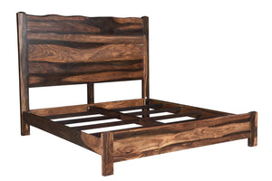 Homeroots Dark Brown Solid Wood King Bed Frame  Wood 520902