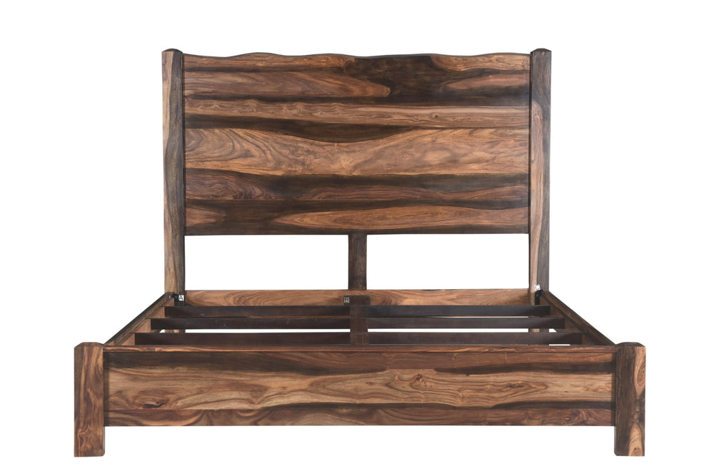 Homeroots Dark Brown Solid Wood King Bed Frame  Wood 520902