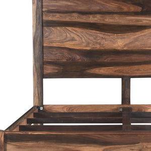 Homeroots Dark Brown Solid Wood King Bed Frame  Wood 520902