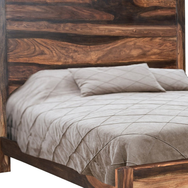 HomeRoots Walnut Live Edge Solid Wood King Bed Frame - Rustic Elegance with Unique Craftsmanship & Durability 520902