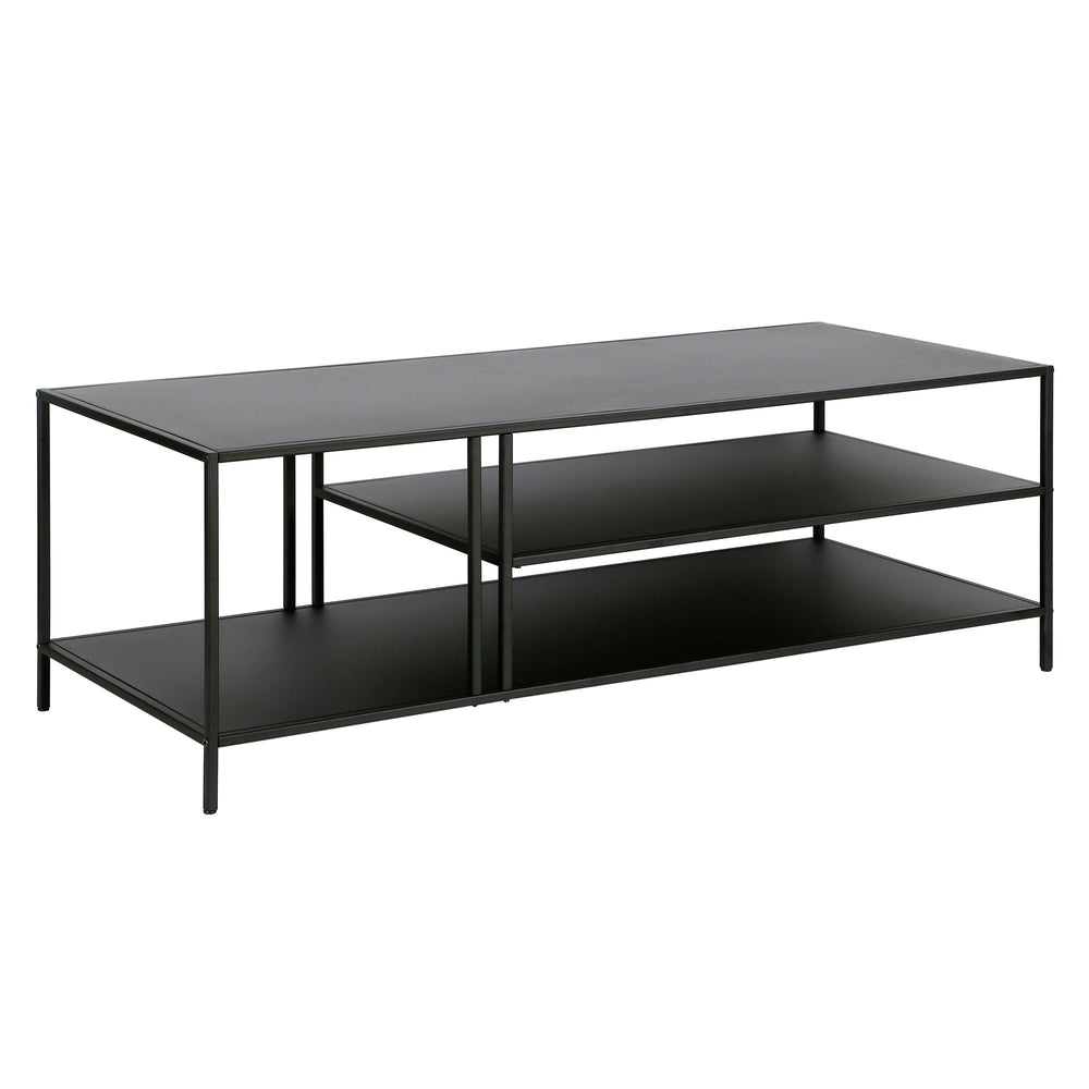 Homeroots 48" Black Steel Coffee Table With Two Shelves   520907