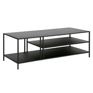 Homeroots 48" Black Steel Coffee Table With Two Shelves   520907