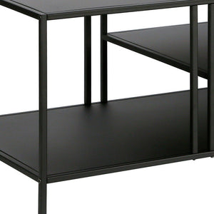 Homeroots 48" Black Steel Coffee Table With Two Shelves   520907