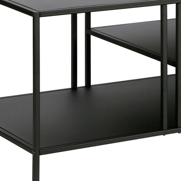 Homeroots 48" Black Steel Coffee Table With Two Shelves   520907