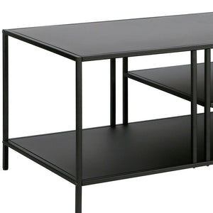 Homeroots 48" Black Steel Coffee Table With Two Shelves   520907