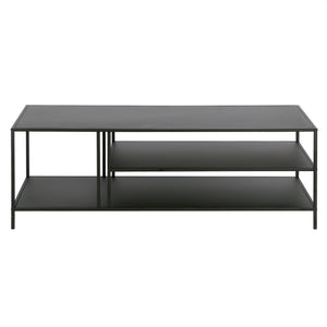 Homeroots 48" Black Steel Coffee Table With Two Shelves   520907
