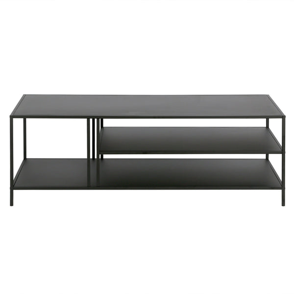 Homeroots 48" Black Steel Coffee Table With Two Shelves   520907