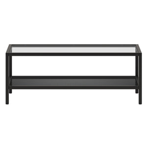 Homeroots 45" Clear And Black Glass And Steel Coffee Table With Shelf   520910