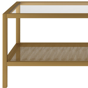 Homeroots 45" Clear And Gold Glass And Steel Coffee Table With Shelf   520911