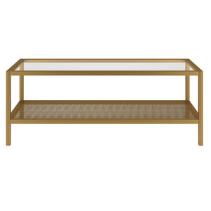 Homeroots 45" Clear And Gold Glass And Steel Coffee Table With Shelf   520911