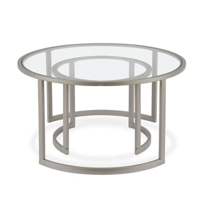 Homeroots Set Of Two 36" Nickel Glass And Steel Round Nested Coffee Tables   520913