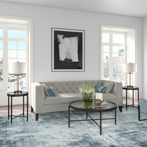 Homeroots 36" Black Glass And Steel Round Coffee Table   520915