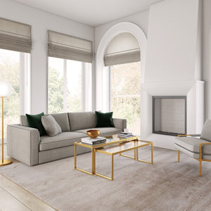 Homeroots Set Of Two 46" Gold Glass And Steel Nested Coffee Tables   520920