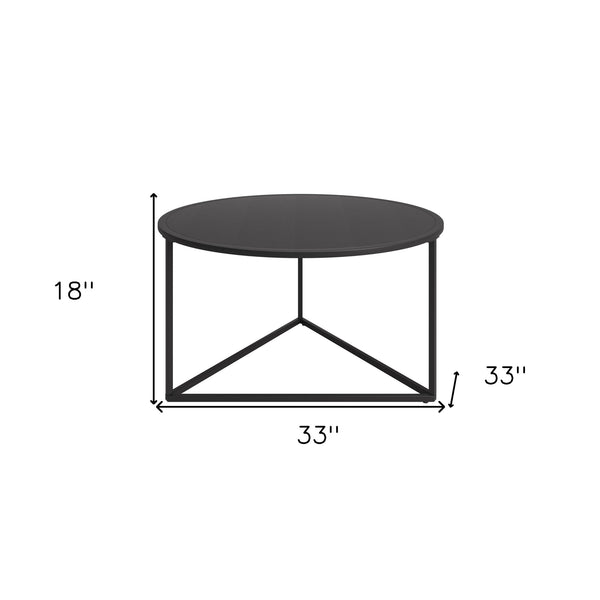 Homeroots 33" Black Steel Round Coffee Table   520921