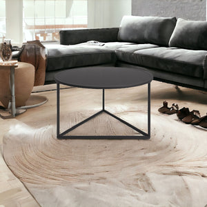 Homeroots 33" Black Steel Round Coffee Table   520921