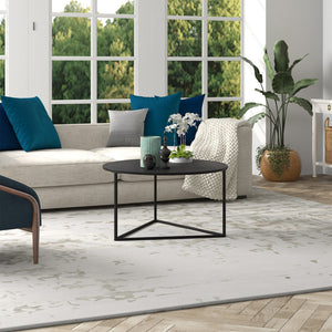 Homeroots 33" Black Steel Round Coffee Table   520921