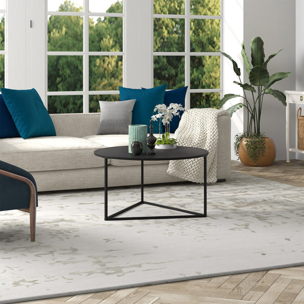 Homeroots 33" Black Steel Round Coffee Table   520921