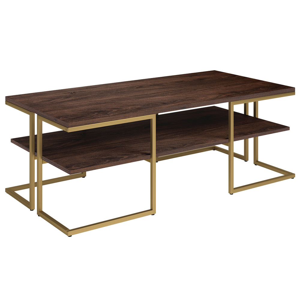 Homeroots 45" Gold Steel Coffee Table With Shelf   520929