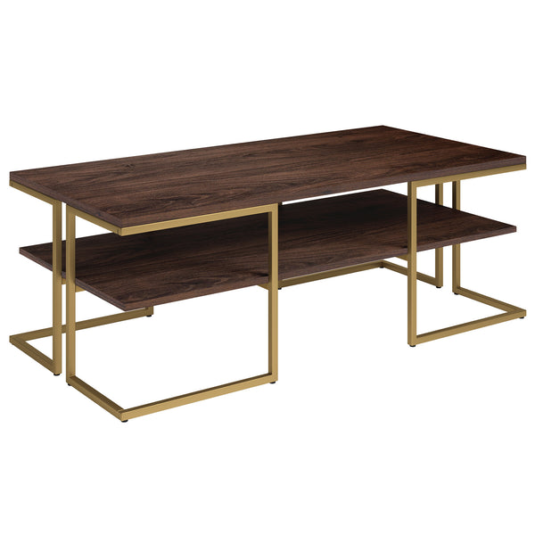 Homeroots 45" Gold Steel Coffee Table With Shelf   520929