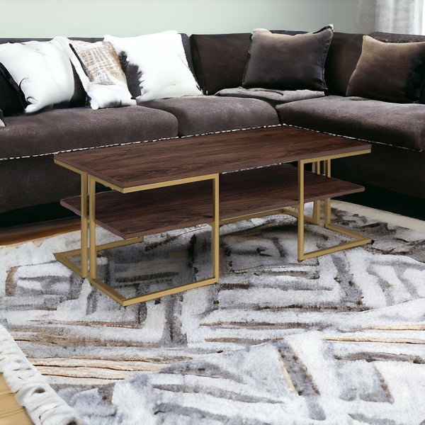 Homeroots 45" Gold Steel Coffee Table With Shelf   520929