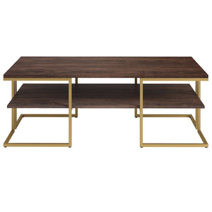 Homeroots 45" Gold Steel Coffee Table With Shelf   520929