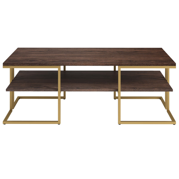 Homeroots 45" Gold Steel Coffee Table With Shelf   520929