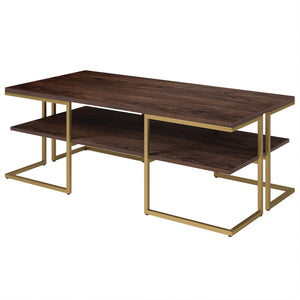 Homeroots 45" Gold Steel Coffee Table With Shelf   520929