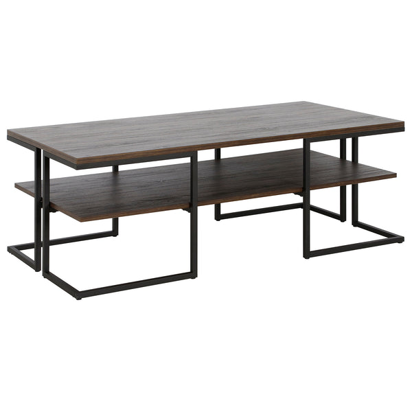 Homeroots 45" Black Steel Coffee Table With Shelf   520930
