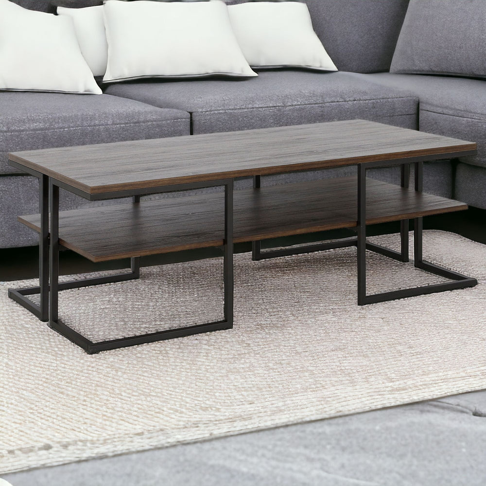 Homeroots 45" Black Steel Coffee Table With Shelf   520930