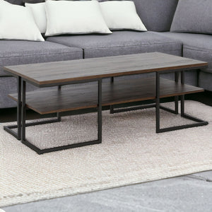 Homeroots 45" Black Steel Coffee Table With Shelf   520930