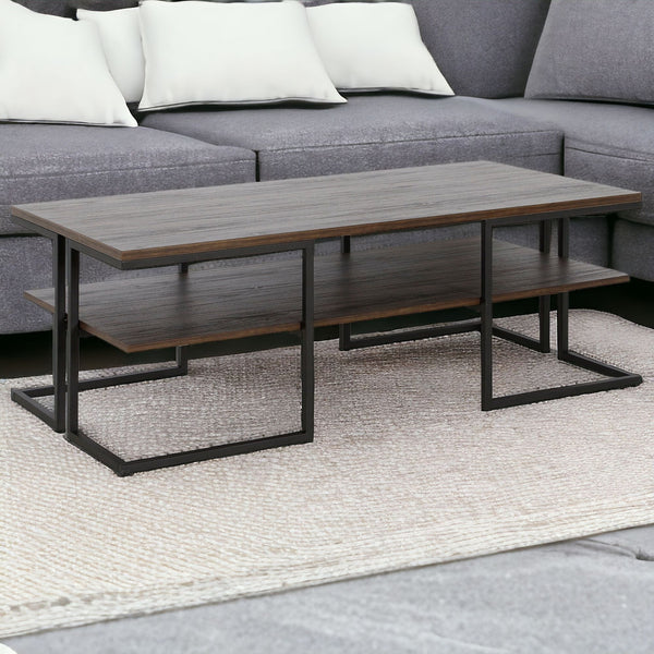 Homeroots 45" Black Steel Coffee Table With Shelf   520930