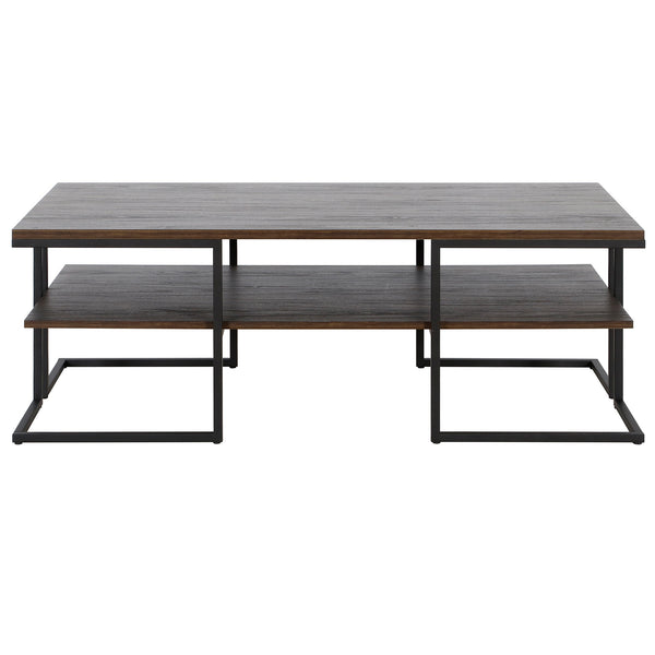 Homeroots 45" Black Steel Coffee Table With Shelf   520930