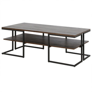 Homeroots 45" Black Steel Coffee Table With Shelf   520930